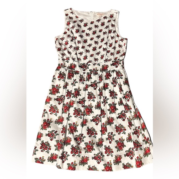 Brooks Brothers White & Red Floral Fit and Flare Dress Size 10 - Picture 2 of 7